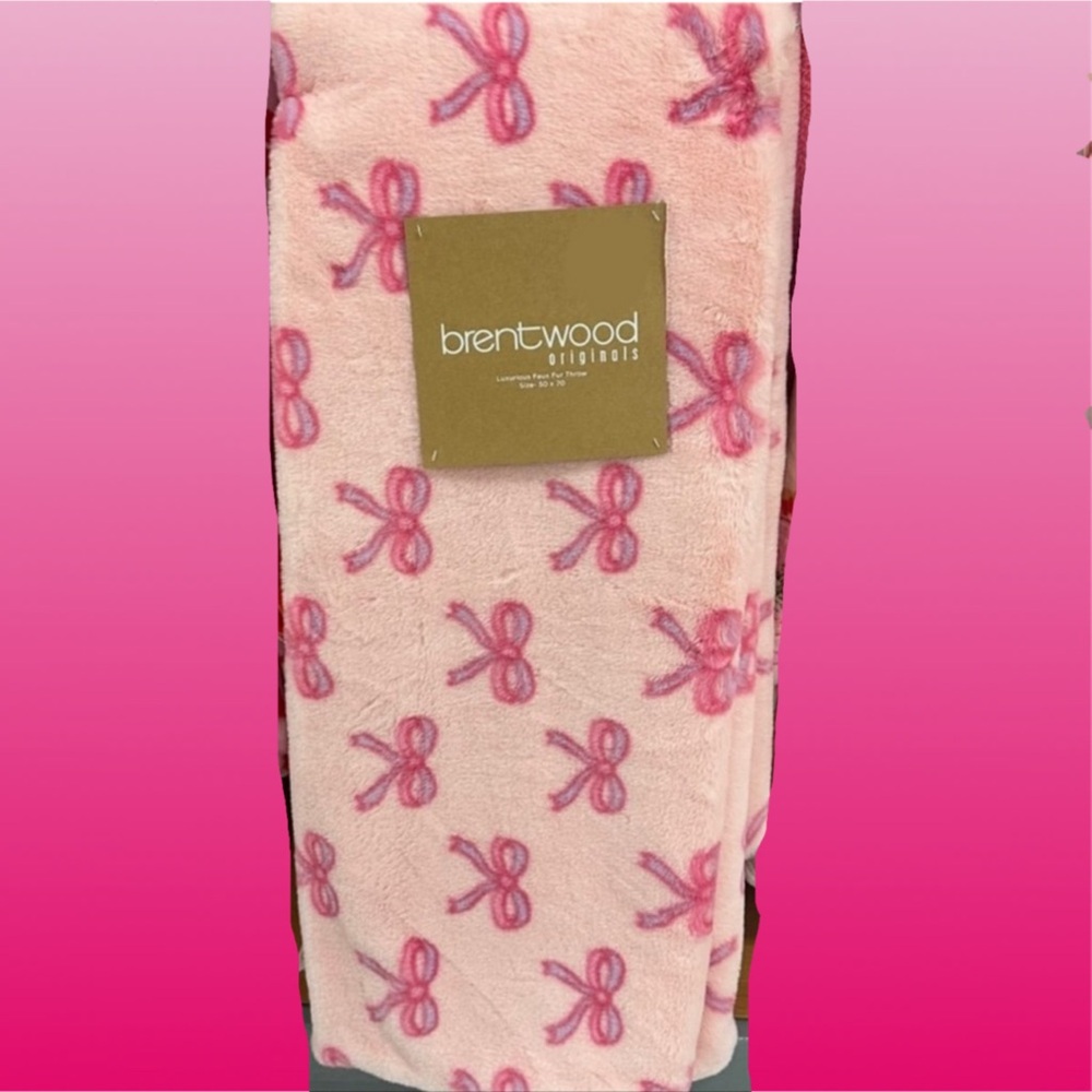 Coquette Girl Pink Bow Valentines Blanket Plush Throw